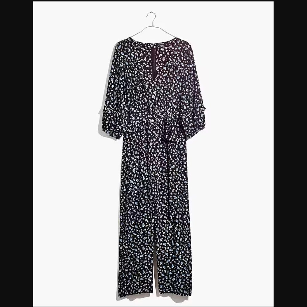 Madewell Ruffle-Sleeve Tie-Waist Jumpsuit in Baby's Breath - Picture 4 of 6